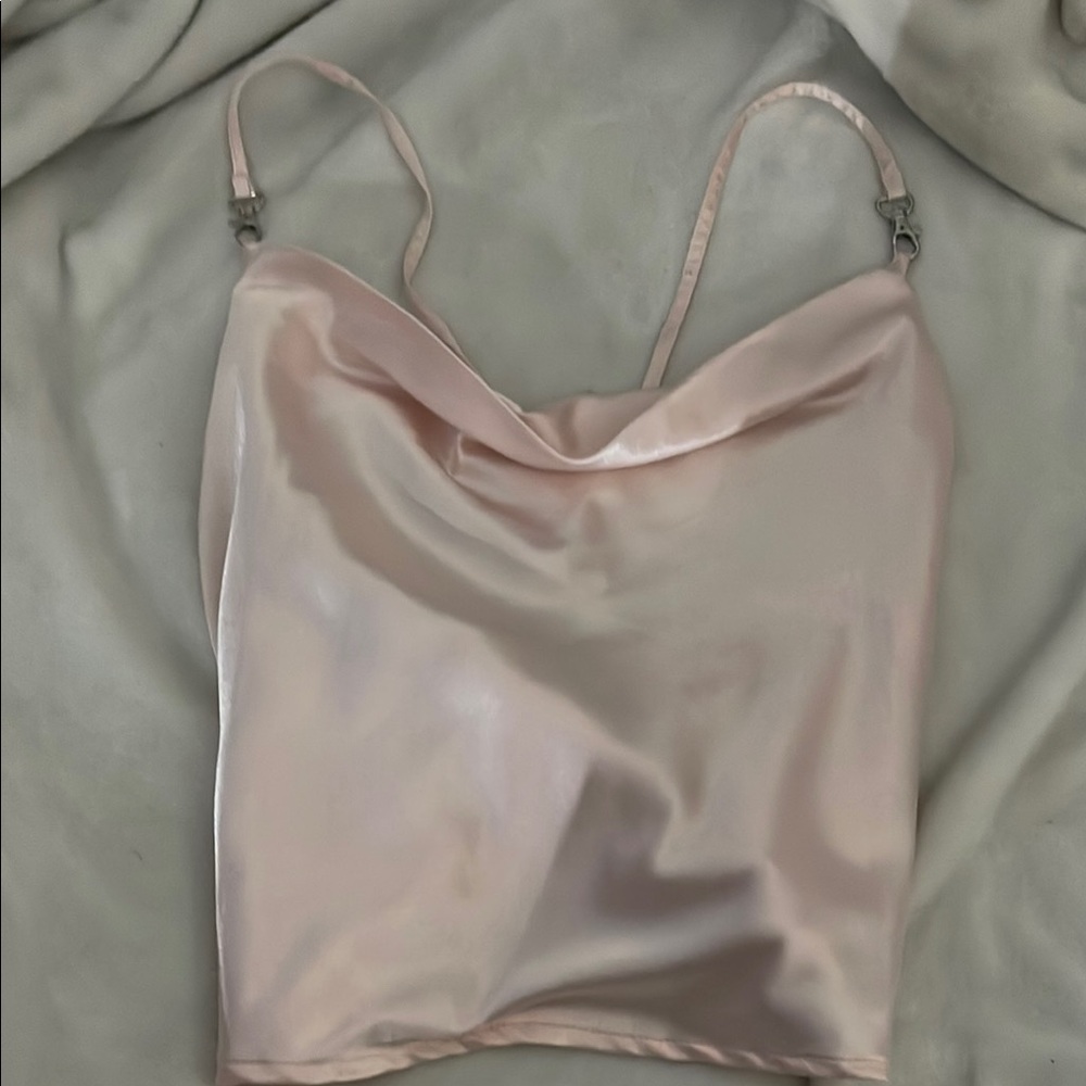 Guess Blush Satin Cowl Neck Top